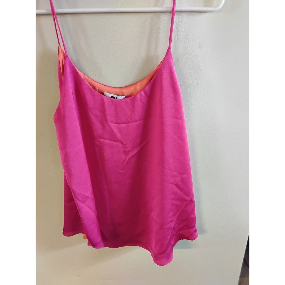 Bar III Womens Hot Pink Orange Satin Cami Spaghetti Strap Scoop Neck Top Medium